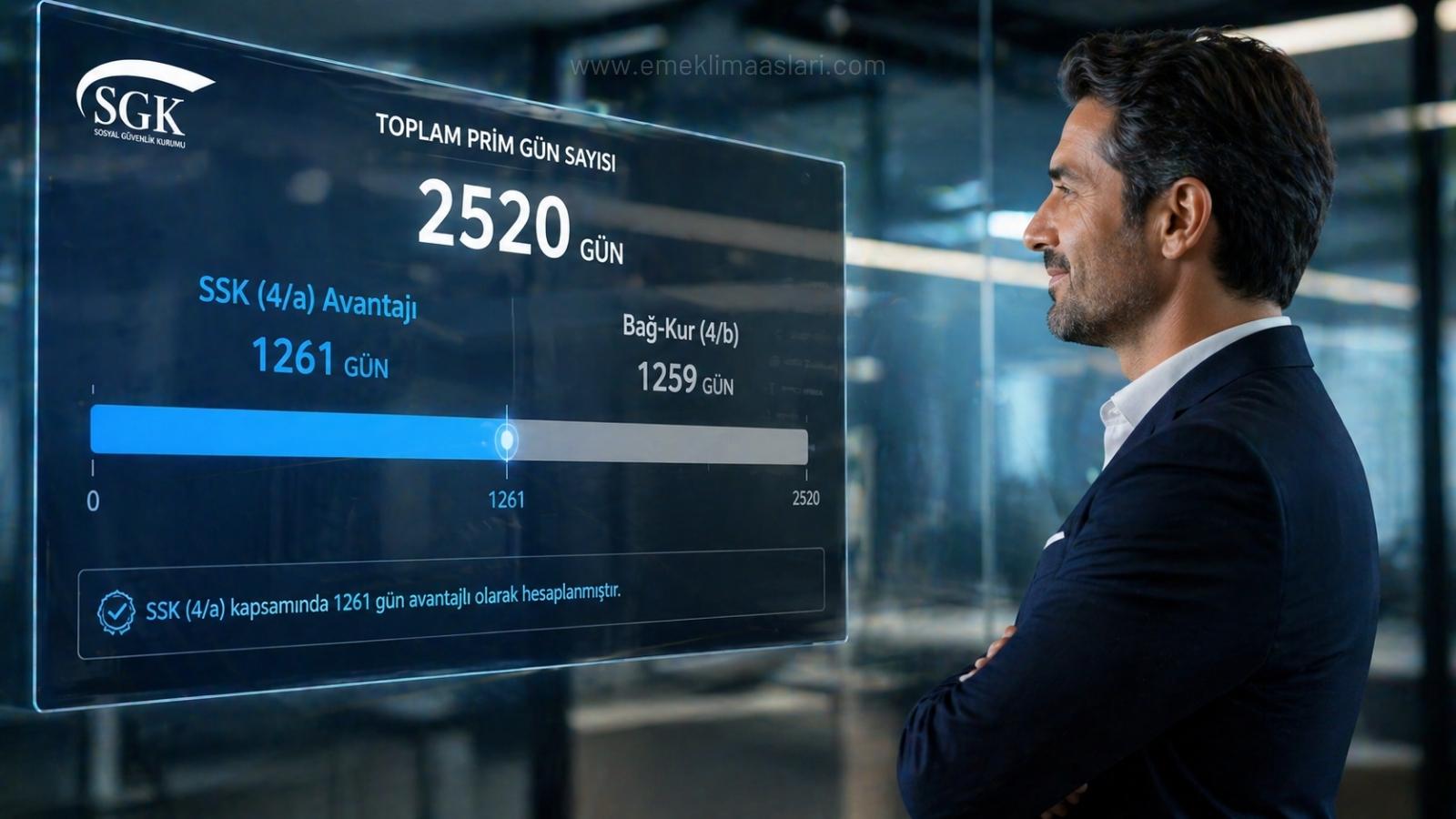 Bağ-Kur'dan SSK'ya geçişte 1261 gün kuralı ve son 2520 gün prim karşılaştırma tablosu.