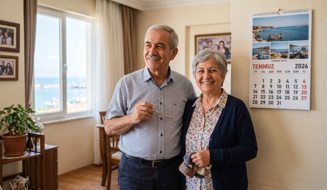 Temmuz ayı emekli maaş zammı beklentisiyle takvime bakan kıdemli Türk çifti
