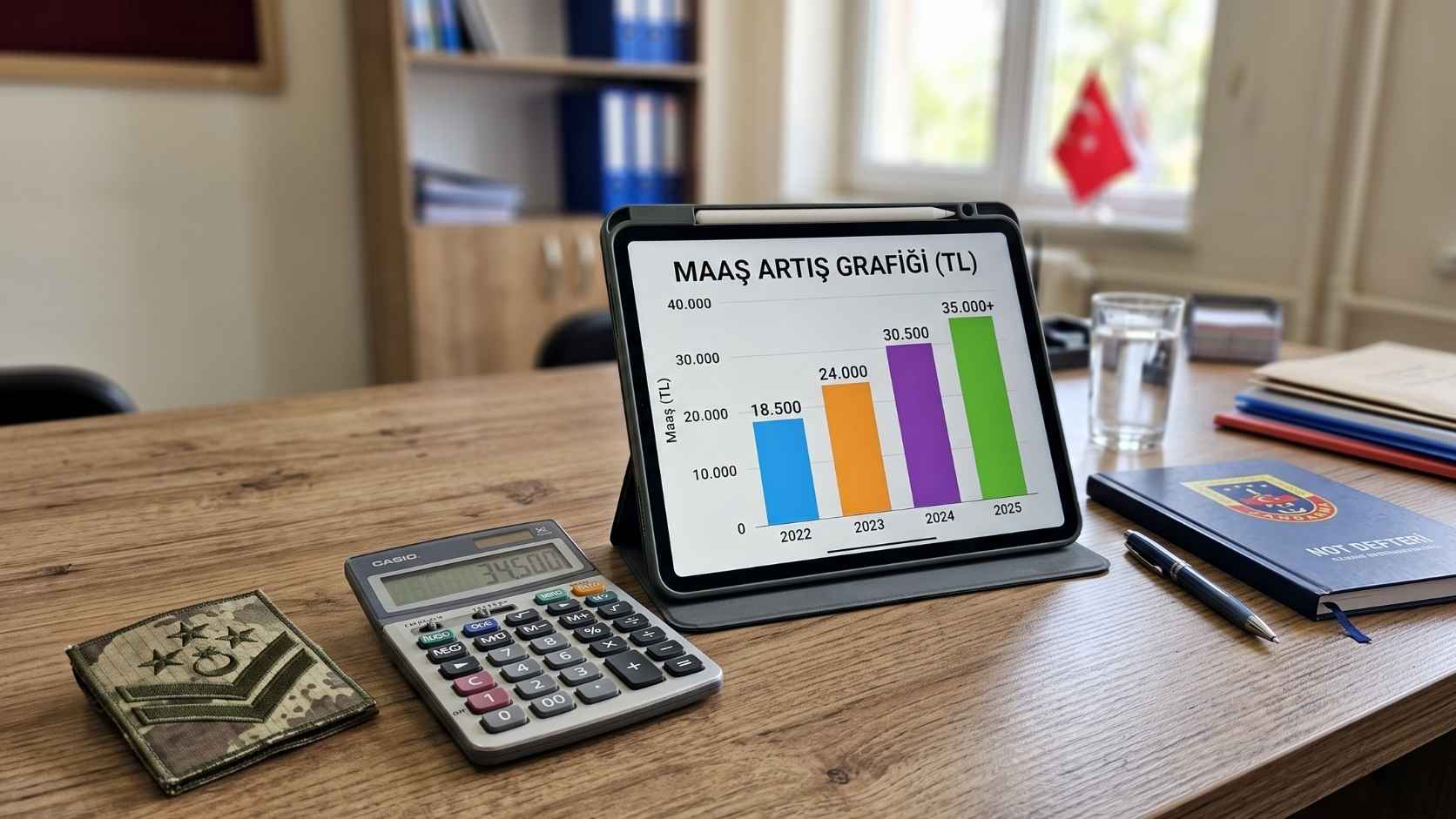 Askeri personellerin maaş, tazminat ve operasyon ücreti hesaplama tablosu.